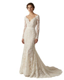 2026 Fashion Full Sleeve Sheath Wedding Dress Popular US Wedding Gown