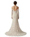 2026 Fashion Full Sleeve Sheath Wedding Dress Popular US Wedding Gown