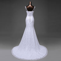 Simple Sheath Lace Wedding Dress Sleeveless Lace Up Wedding Gown