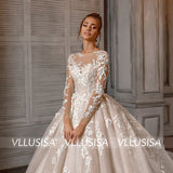 Elegant Ball Gown Beading Lace Wedding Dress Full Sleeve Princess Bridal Gown