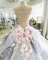 Gorgeous Princess Ball Gown Illusion 3D Petal Wedding Dress