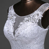 Simple Sheath Lace Wedding Dress Sleeveless Lace Up Wedding Gown