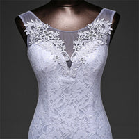 Simple Sheath Lace Wedding Dress Sleeveless Lace Up Wedding Gown