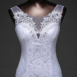 Simple Sheath Lace Wedding Dress Sleeveless Lace Up Wedding Gown