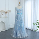 2026 Fashion Floral Lace Evening Dress Full Sleeve Evening Gown