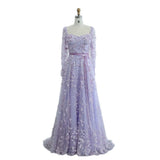2026 Fashion Floral Lace Evening Dress Full Sleeve Evening Gown