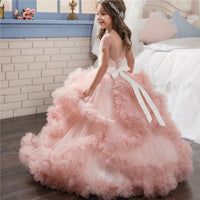 Custom Made Luxury Flower Girls Dresses 3D Flower Kids Birthday Wedding Party Dresses