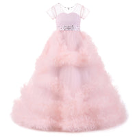 Robes de demoiselle d'honneur de luxe sur mesure pourpre rose enfants robes de fête de mariage d'anniversaire