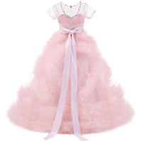 Robes de demoiselle d'honneur de luxe sur mesure pourpre rose enfants robes de fête de mariage d'anniversaire