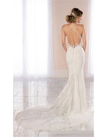 Sexy Deep V-neck Backless Wedding Dresses Beading Halter Soft Satin Wedding Gowns