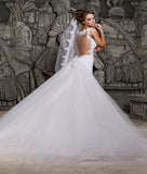 Fashion Mermaid Wedding Dresses Lace Spaghetti Strap See Through Back Bridal Gowns