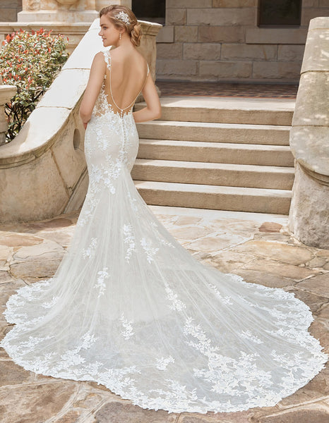 Sexy Backless Lace Appliqued Wedding Dresses Sheath Champagne Bridal G VLLUSISA Sexy Backless Lace Appliqued Wedding Dresses Sheath Champagne Bridal G VLLUSISA