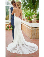 Sexy Deep V-neck Backless Wedding Dresses Beading Halter Soft Satin Wedding Gowns