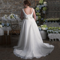 Custom Made Plus Size A-Line Organza Wedding Dresses Large Size Beading Bridal Gowns