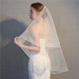 Shoulder Length Two-Layer Bridal Veil Pencil Edge Wedding Veils With Comb