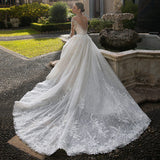 New Arrival Long Sleeve Lace Appliqued Bridal Gowns Sheath Illusion Back Wedding Dresses