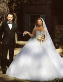 VLLUSISA Charming Sheer Organza Bridal Gowns Heavy Beaded Ball Gown Wedding Dresses