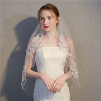 VLLUSISA Wedding Accessories Crystal Lace Bridal Veil Cut Edge Wedding Veil