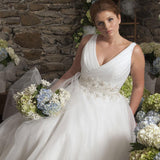 Custom Made Plus Size A-Line Organza Wedding Dresses Large Size Beading Bridal Gowns