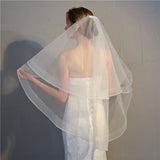 Shoulder Length Two-Layer Bridal Veil Pencil Edge Wedding Veils With Comb