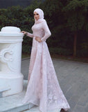 Custom Made Long Sleeve Mermaid Muslim Wedding Dresses Bridal Gowns With Veil