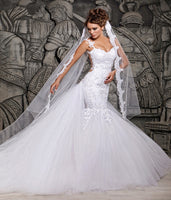 Fashion Mermaid Wedding Dresses Lace Spaghetti Strap See Through Back Bridal Gowns