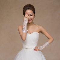 Delicate Short Style Wedding Gloves Fingerless Lace Rhinestone Bridal Gloves