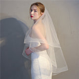 Shoulder Length Two-Layer Bridal Veil Pencil Edge Wedding Veils With Comb