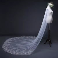 High Quality Three-meter Long Train Wedding Veils Ultrathin Lace Bridal Veils