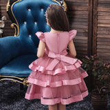 Vestido de festa de casamento infantil em camadas com babados e miçangas vestido de baile vestido de menina de flores