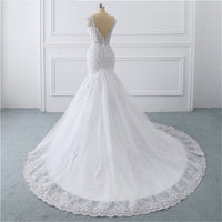 Sexy Deep V-Neck Sleeveless Wedding Dresses Sheath Wrap Hips Beading Bridal Gowns