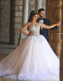 VLLUSISA Charming Sheer Organza Bridal Gowns Heavy Beaded Ball Gown Wedding Dresses