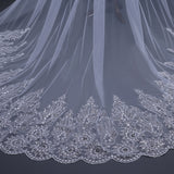 Fashion Big Trailing Lace Sequined Bridal Veil Cathedral Wedding Veil