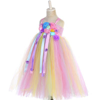 Fashion Ribbon Flower Girl Dresses Kids Unicorn Dresses Ball Gown Party Dresses