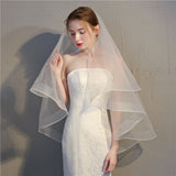 Shoulder Length Two-Layer Bridal Veil Pencil Edge Wedding Veils With Comb