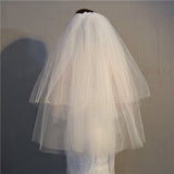 Simple Two-layer Sheer Tulle Bridal Veil Cut Edge Wedding Veil With Comb