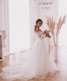 VLLUSISA Boho Puff Sleeve Detachable Wedding Dresses Fairy Backless Beach Bridal Gowns