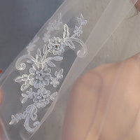 VLLUSISA Wedding Accessories Crystal Lace Bridal Veil Cut Edge Wedding Veil