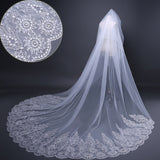 Fashion Big Trailing Lace Sequined Bridal Veil Cathedral Wedding Veil