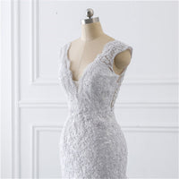 Sexy Deep V-Neck Sleeveless Wedding Dresses Sheath Wrap Hips Beading Bridal Gowns