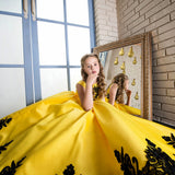 Fashion Sleeveless Satin Ball Gown Flower Girl Dresses Kids Appliqued Wedding Party Dresses