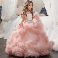 Robes de demoiselle d'honneur de luxe sur mesure pourpre rose enfants robes de fête de mariage d'anniversaire