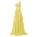 New Fashion One Shoulder Chiffon Evening Dresses Simple Ruffled Evening Gowns