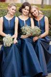 High Quality Simple Sleeveless Satin Bridesmaid Dresses Maid Of Honor Gowns With Pocket