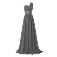 New Fashion One Shoulder Chiffon Evening Dresses Simple Ruffled Evening Gowns