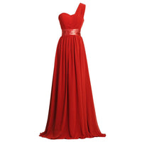 New Fashion One Shoulder Chiffon Evening Dresses Simple Ruffled Evening Gowns