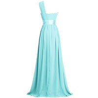 New Fashion One Shoulder Chiffon Evening Dresses Simple Ruffled Evening Gowns