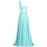 New Fashion One Shoulder Chiffon Evening Dresses Simple Ruffled Evening Gowns