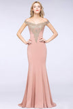 Fashion Boat Neck Backless Evening Dresses Women Sheath Lace Appliqued Evening Gowns