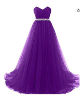 Custom Made Strapless A-line Evening Dresses Women Banquet Tulle Evening Gowns